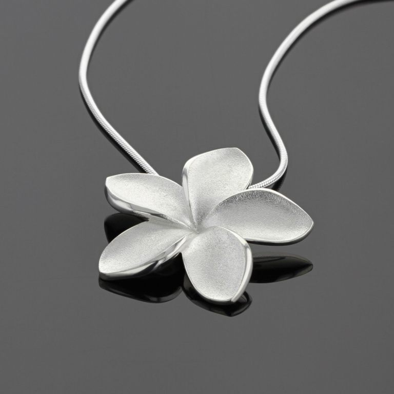 Modern frangipani flower pendant Mauritius zea design