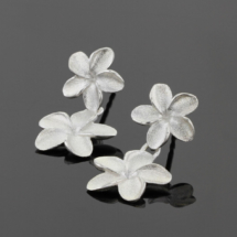 Silver frangipani earrings made in Mauritius