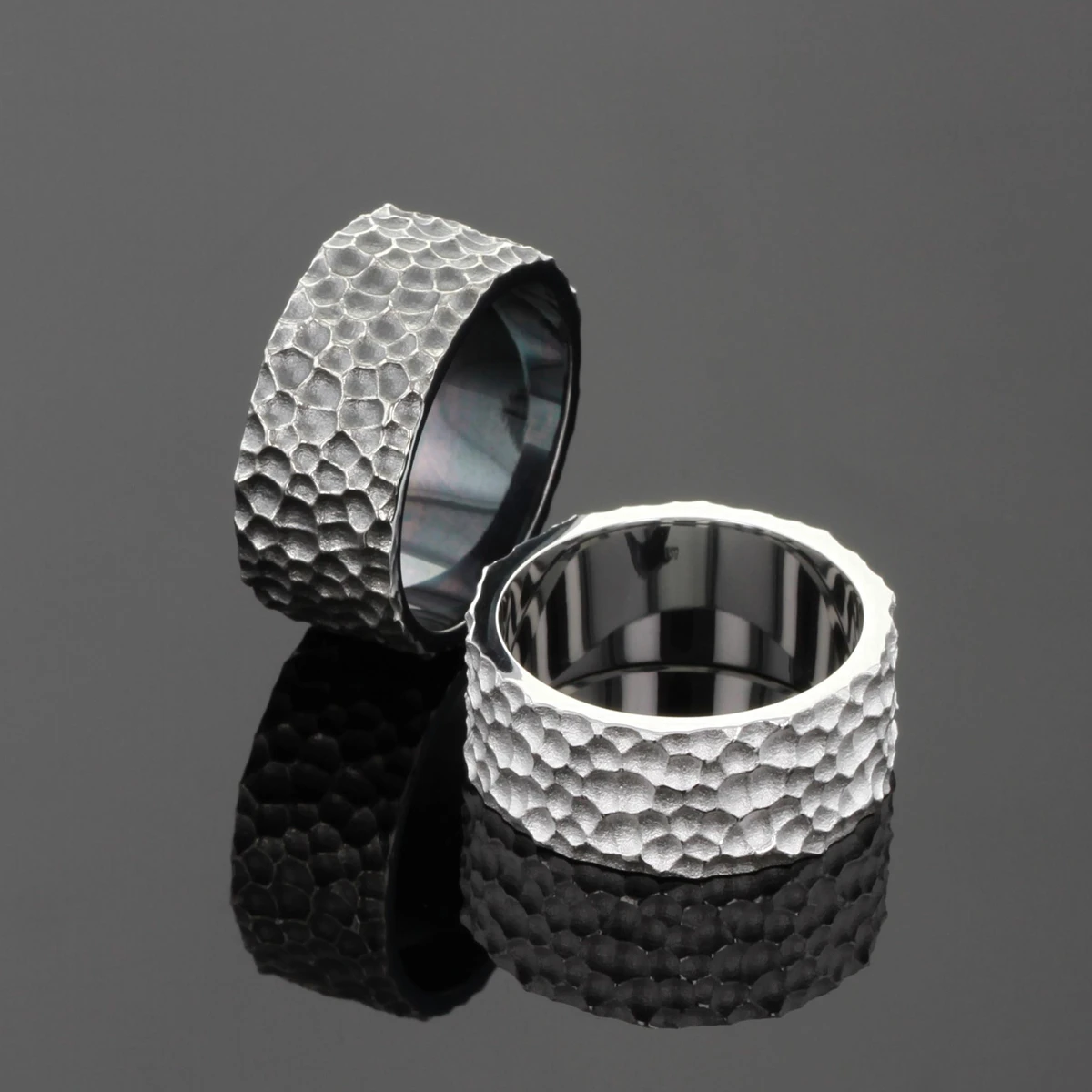 Lava textured silver rings