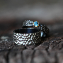 Black silver couple rings