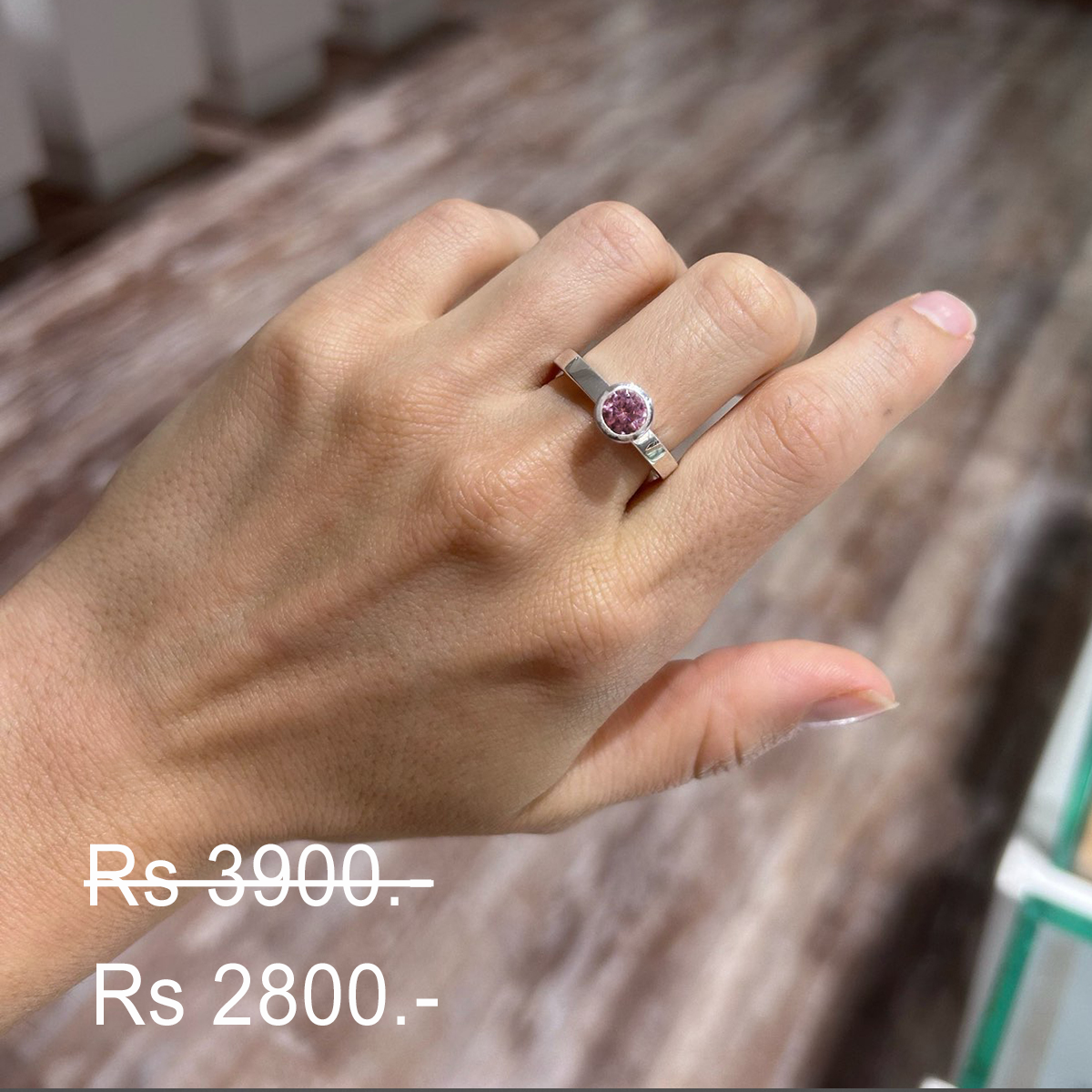 Discounted pink zirconia ring