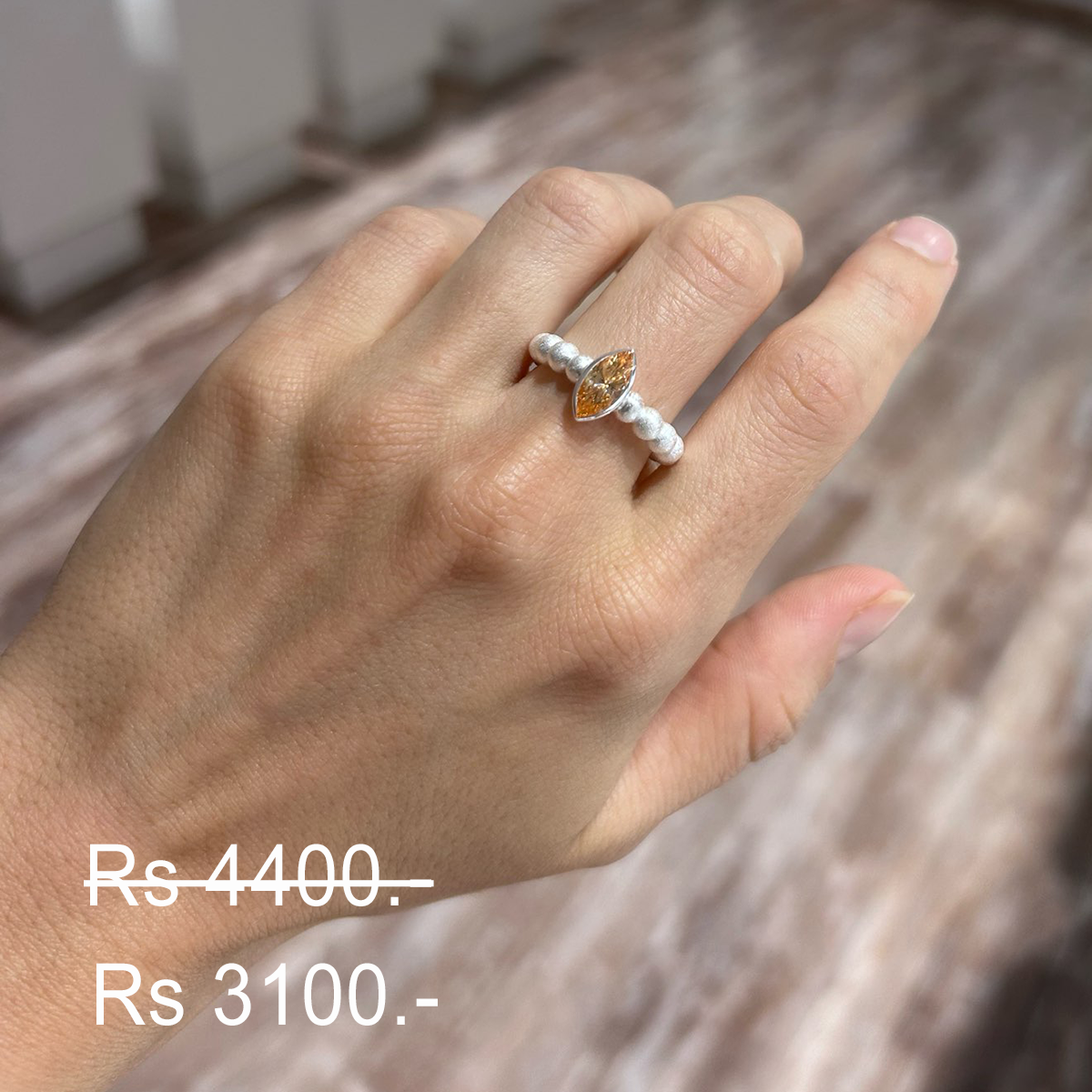 Discounted champagne stone ring