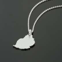 Mauritius map pendant in brushed sterling silver
