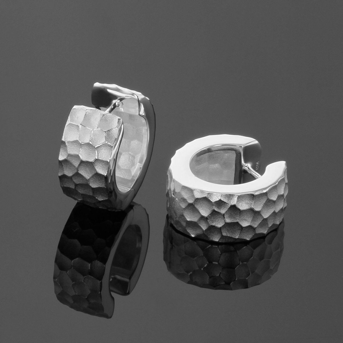 thumbnail image 2 of Handmade 925 Sterling Silver Folding Creole Earrings – 14mm Matte Finish, Nickel-Free Starter Pair 2 of 6