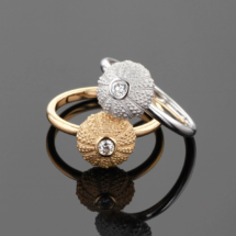 Petite sea urchin rings with diamonds