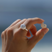 Tiny sea urchin ring with a Blue Topas stone