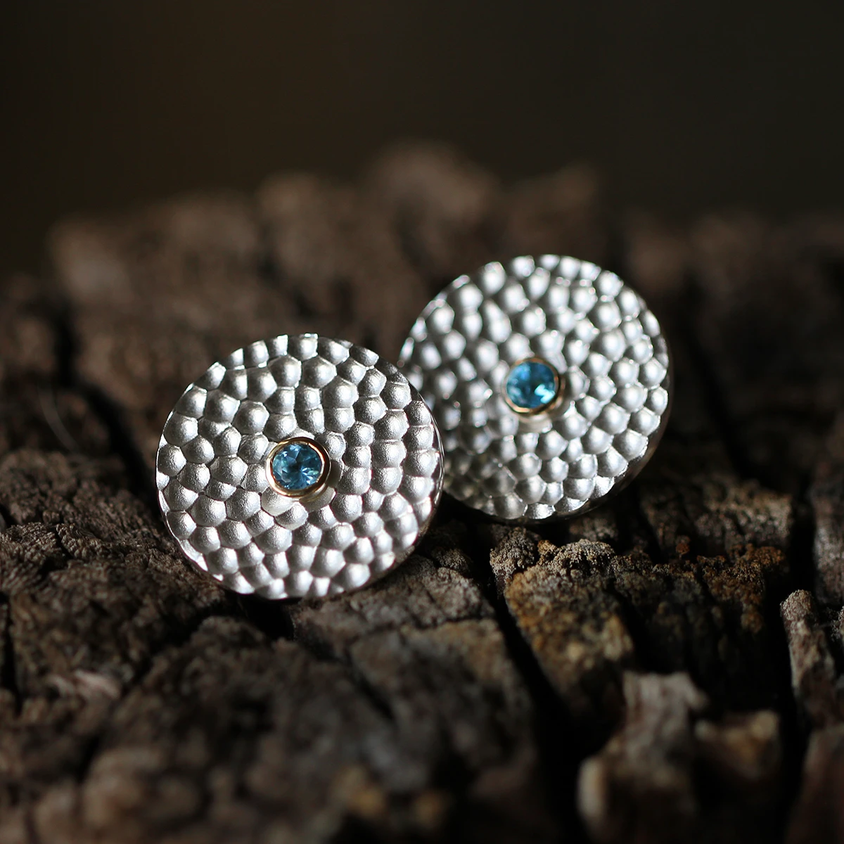 Lava earrings with Blue Topas