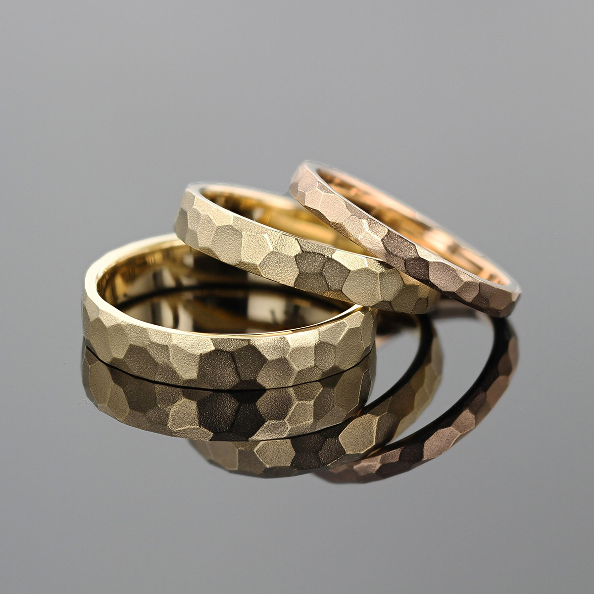 Rock textured wedding bands