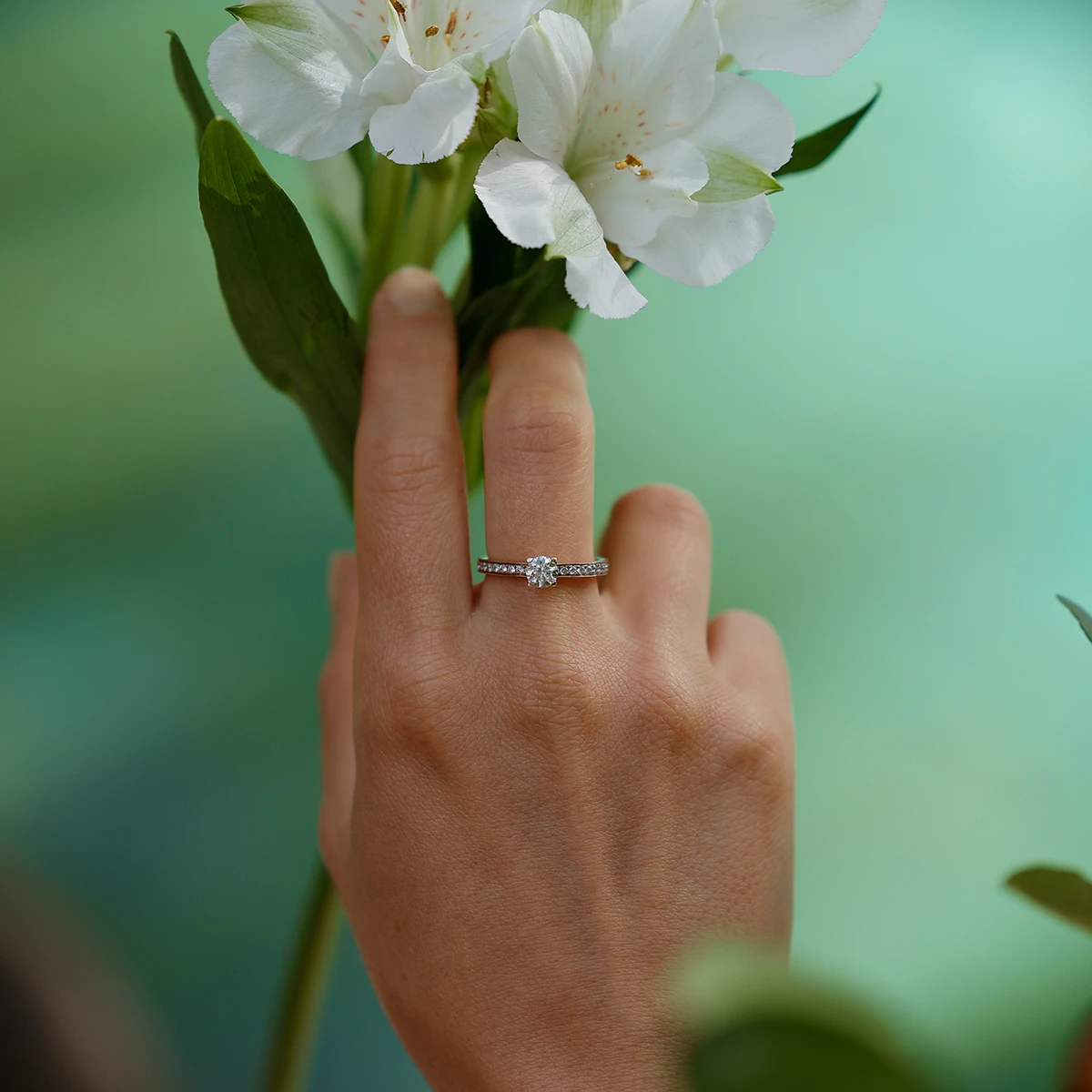 Classic engagement ring with diamonds