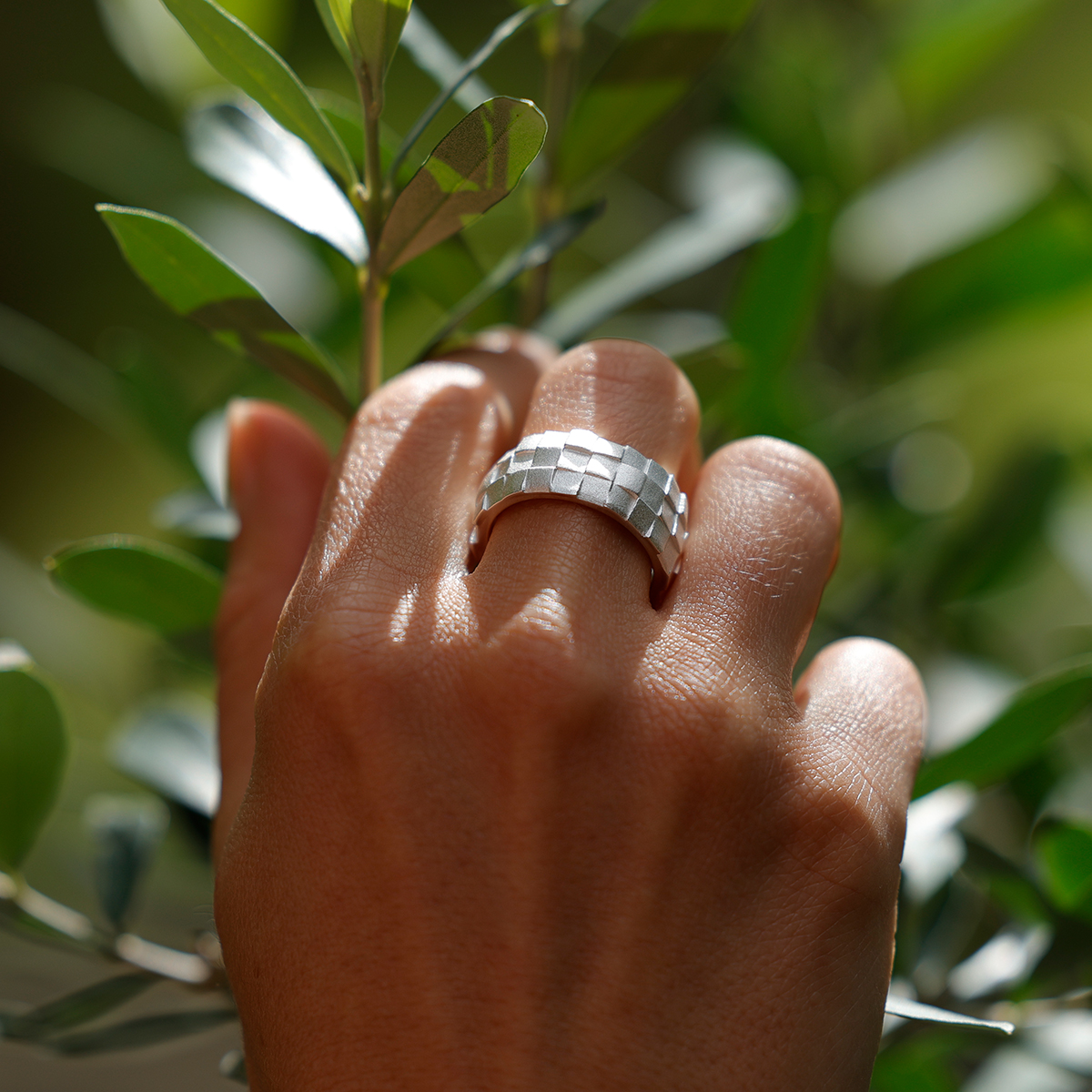 Matted silver ring