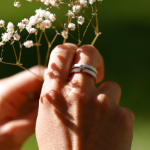 Silver ring with a diamond and gold setting