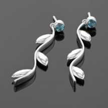 Long silver earrings with leaves and Blue Topas Long silver earrings with leaves and Blue Topas