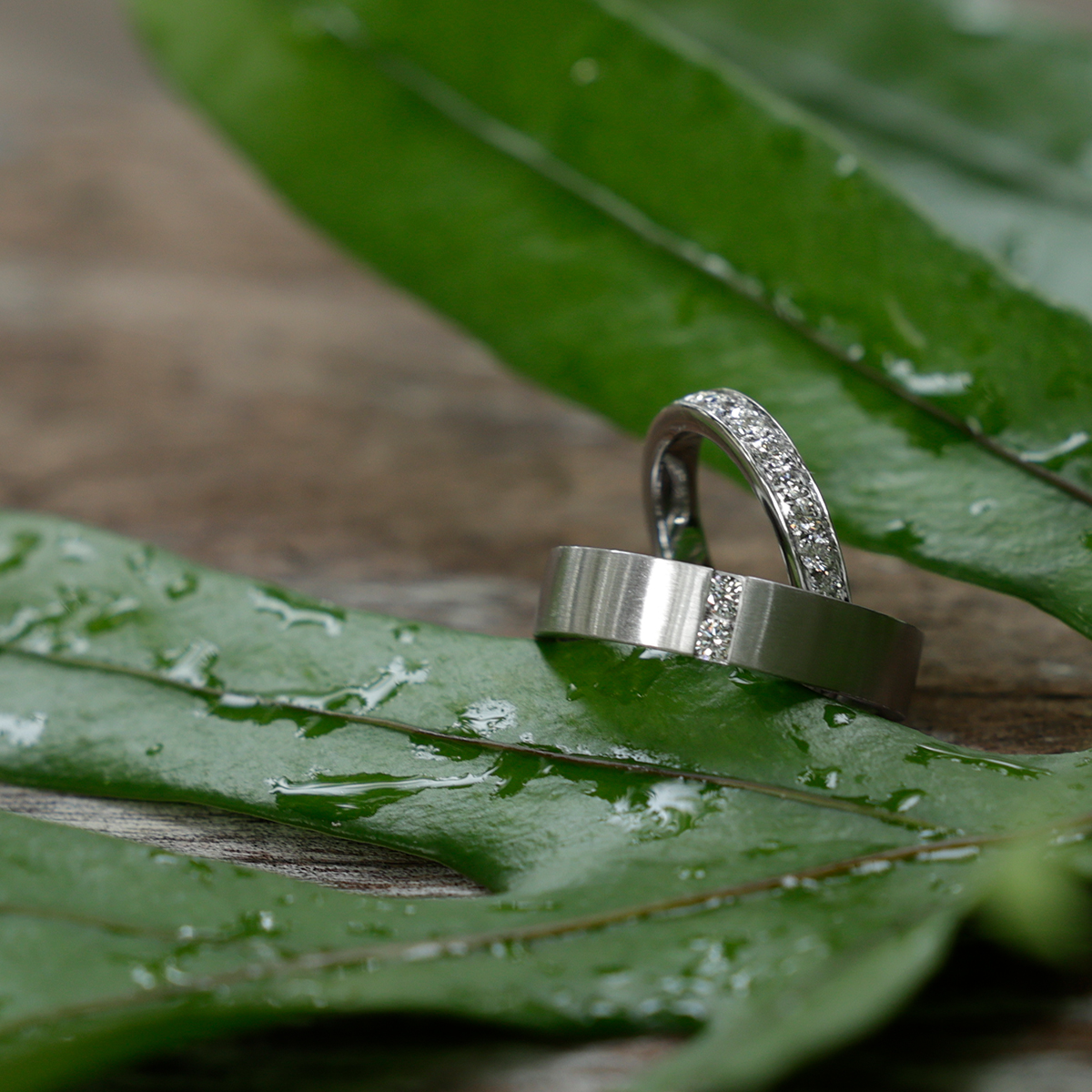 18ct white gold wedding bands with diamonds