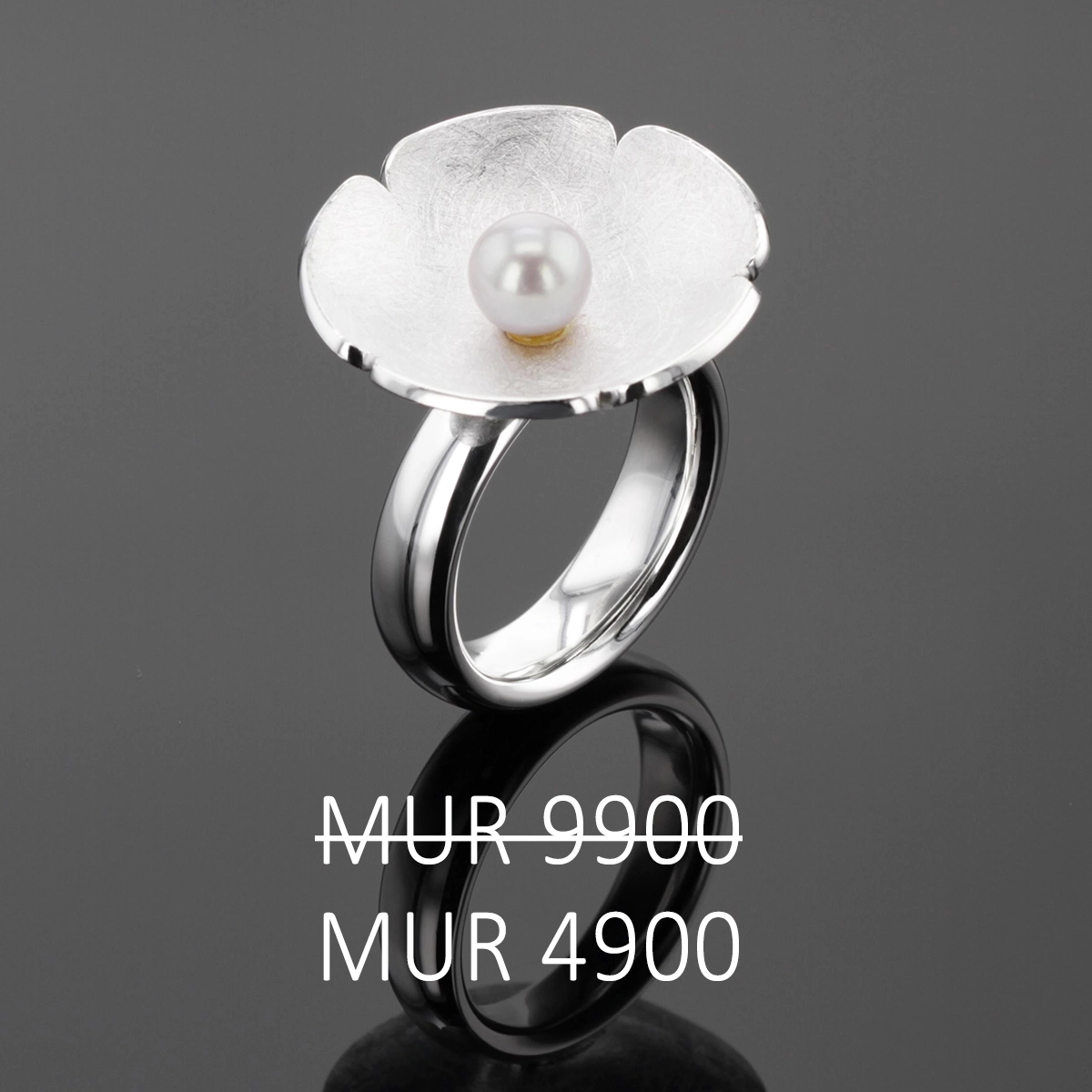 Flower pearl ring on sale