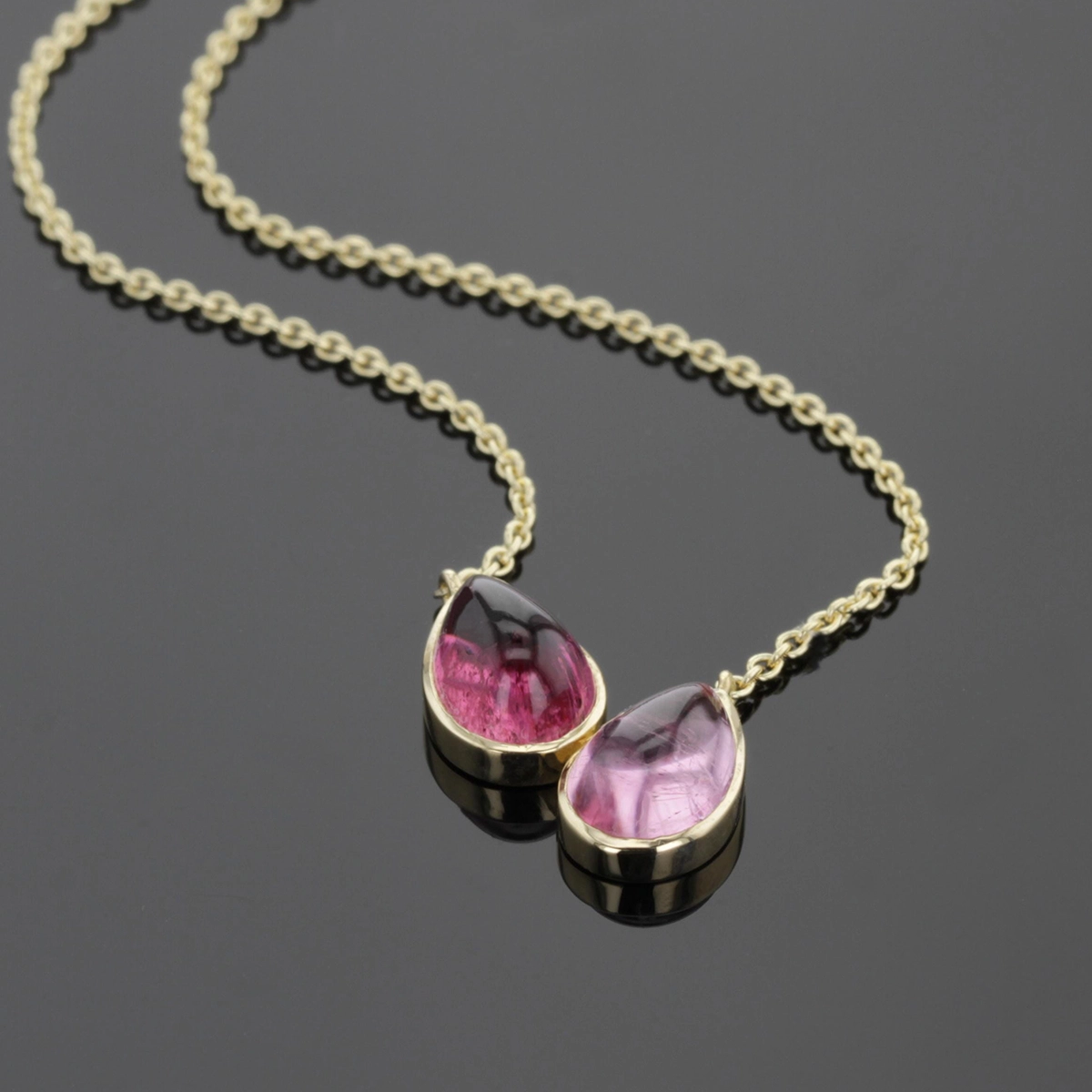18ct yellow gold and Pink Tourmaline collier