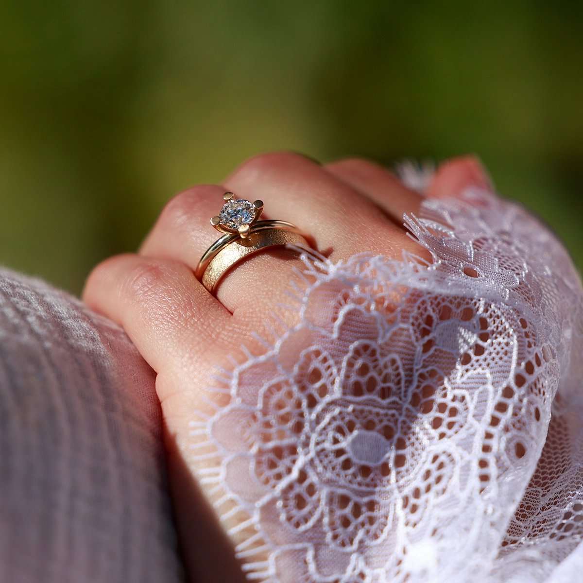 Wedding and diamond engagement ring