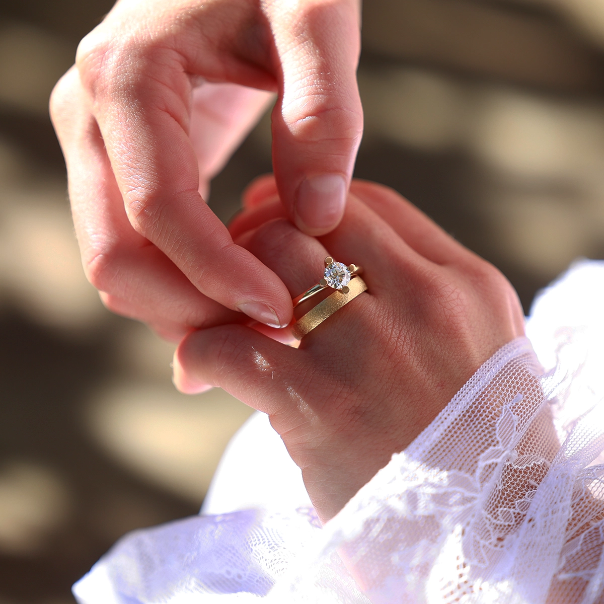 Wedding and diamond engagement ring