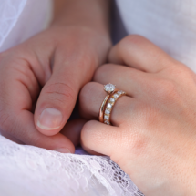 Diamond engagement and wedding ring duo