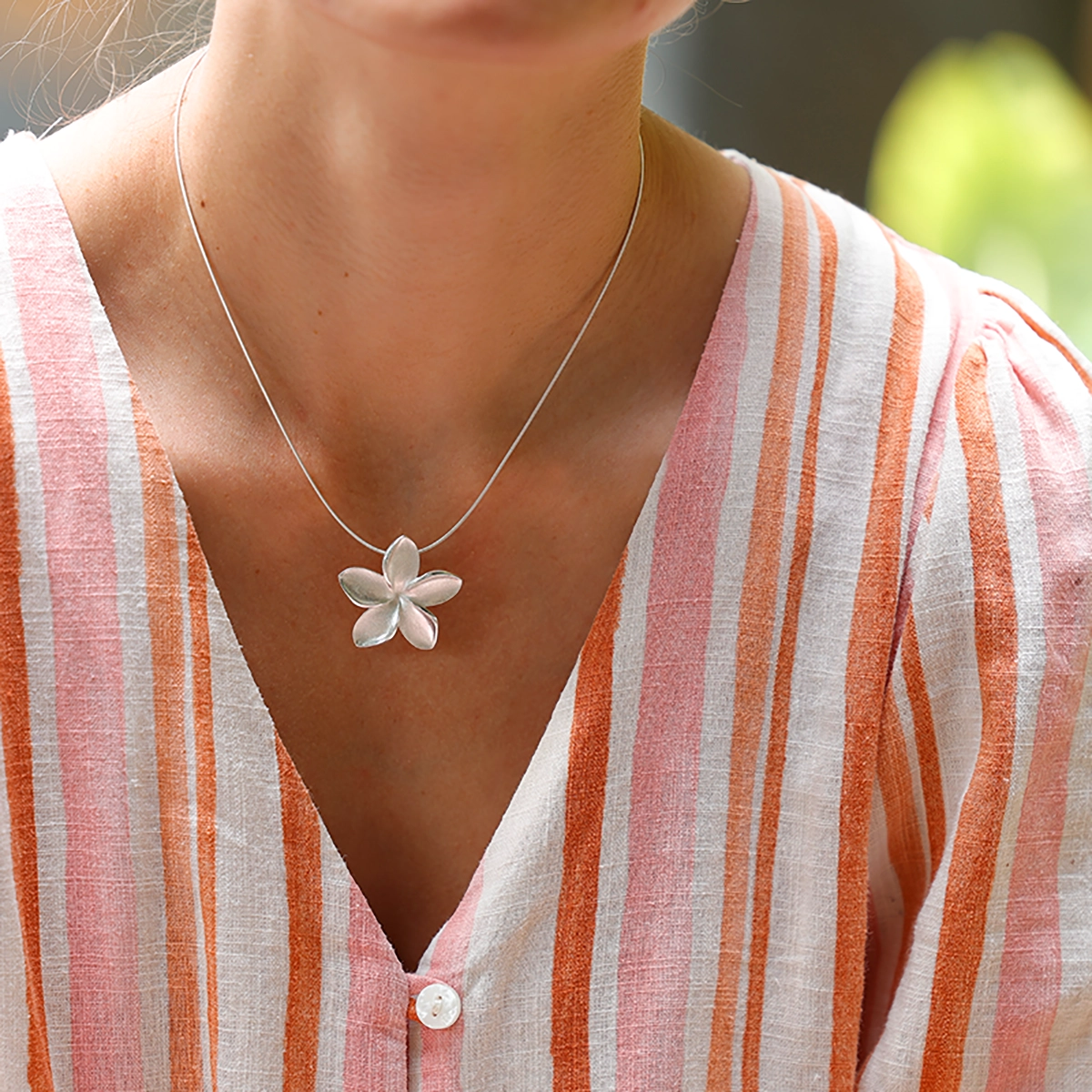 Sterling silver frangipani pendant
