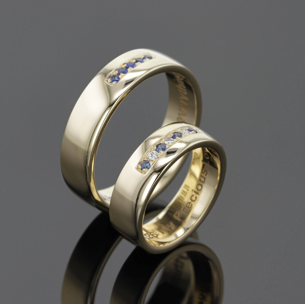Wedding rings with Tanzanites